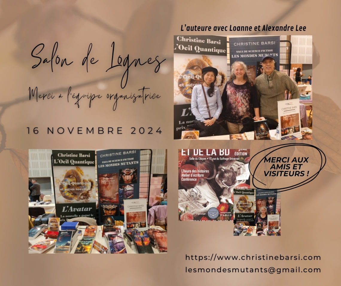 L'auteure Christine Barsi sur le Salon du Livre et de la BD de Lognes le 16 novembre 2024