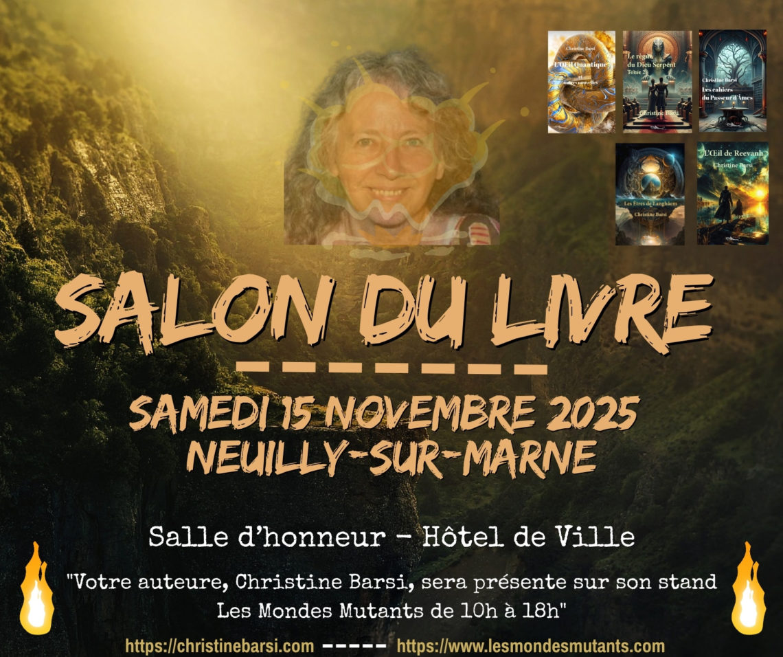 l'auteure de science-fiction christine barsi dedicacera ses romans sur le salon du livre de neuilly sur marne le samedi 15 novembre 2025