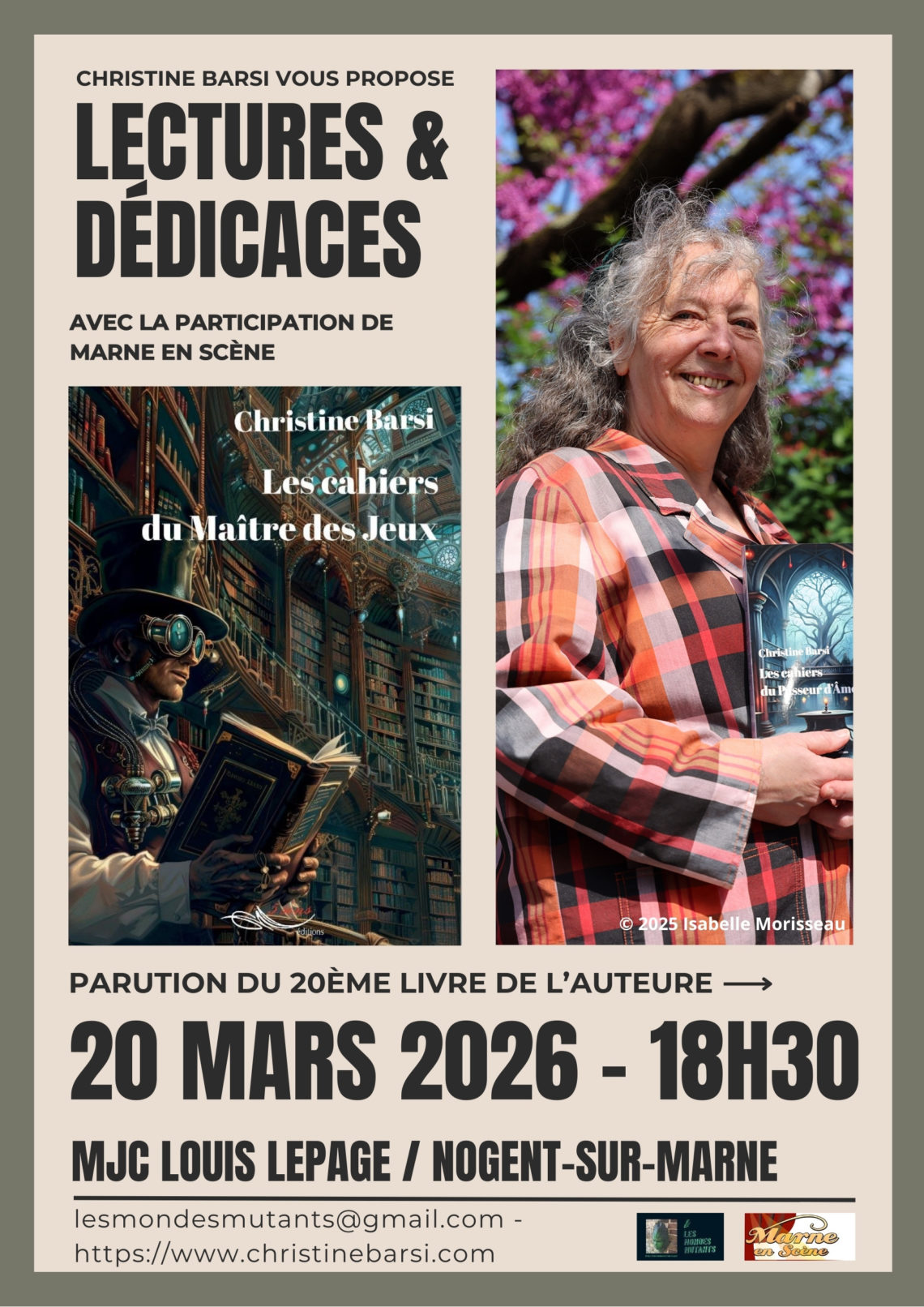 Lectures et dédicaces par l'auteure Christine Barsi et les acteurs de Marne-en-Scène à la MJC de Nogent-sur-Marne