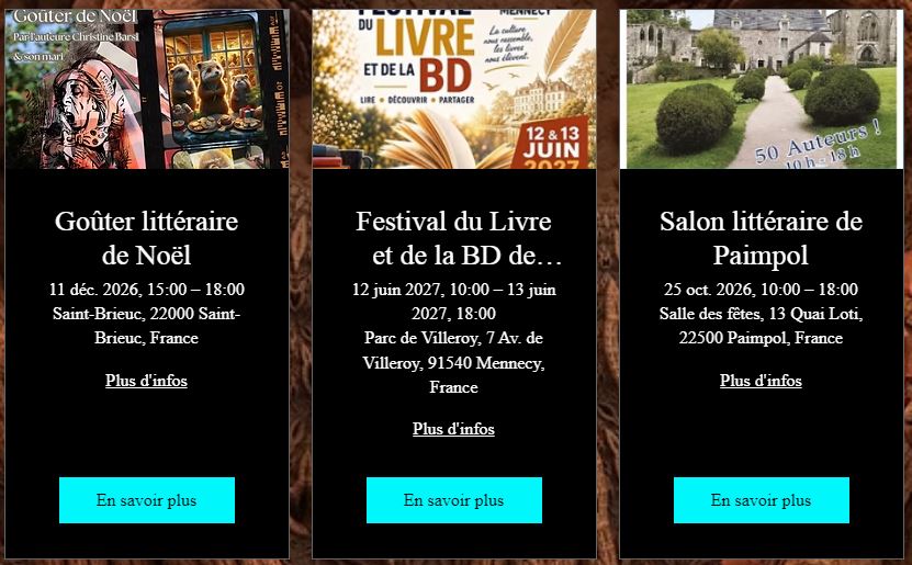 planning de l'auteure christine barsi